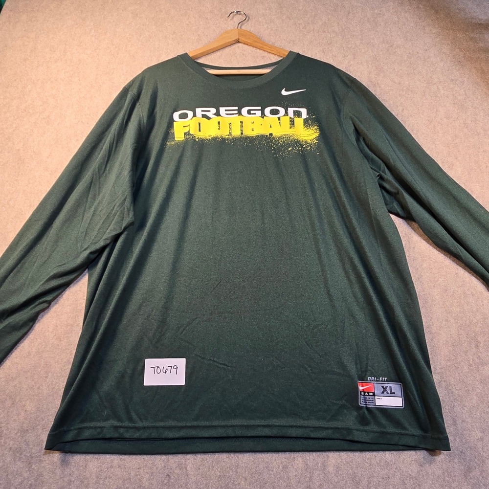 Nike Oregon Ducks Football Dri-FIT Long Sleeve Shirt Mens XL Green NCAA Training